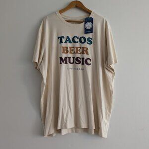 NWT Life is Good Cream Beer Tacos Beer Music T-Shirt Size XXXL